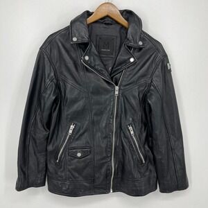 Mauritius Leather Jacket Women's Size XS Black Biker Lamb Leather Zipper Collar